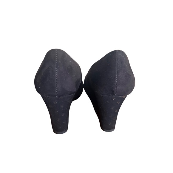 Suede Aerosoles Plum Tree Black Dot Wedge Dress Shoes Size 8.5 Studded Detail - Picture 5 of 7